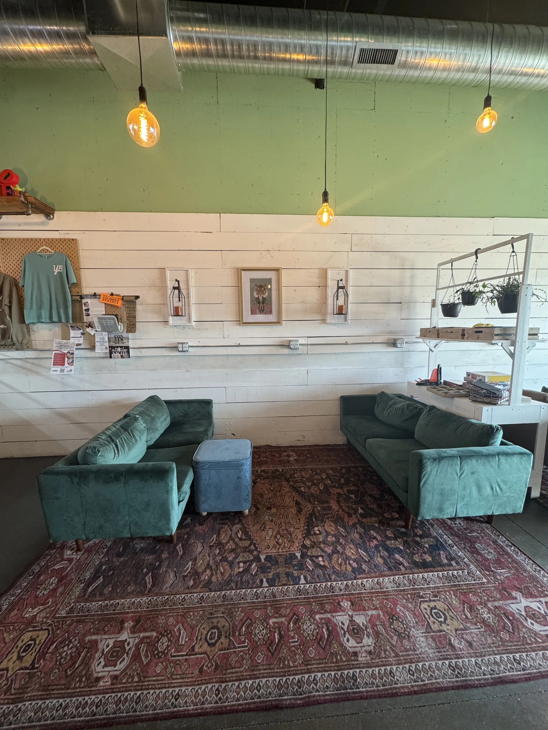 Cozy seating area inside The Cabin location
